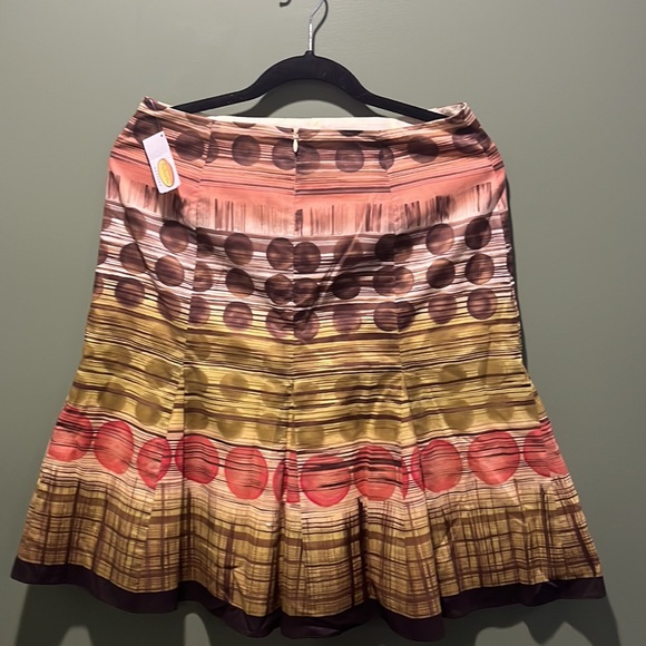 SALE! NWT Talbots funky flare skirt 8P Pink Green Brown Zipper, Lined #talbots - Picture 6 of 13